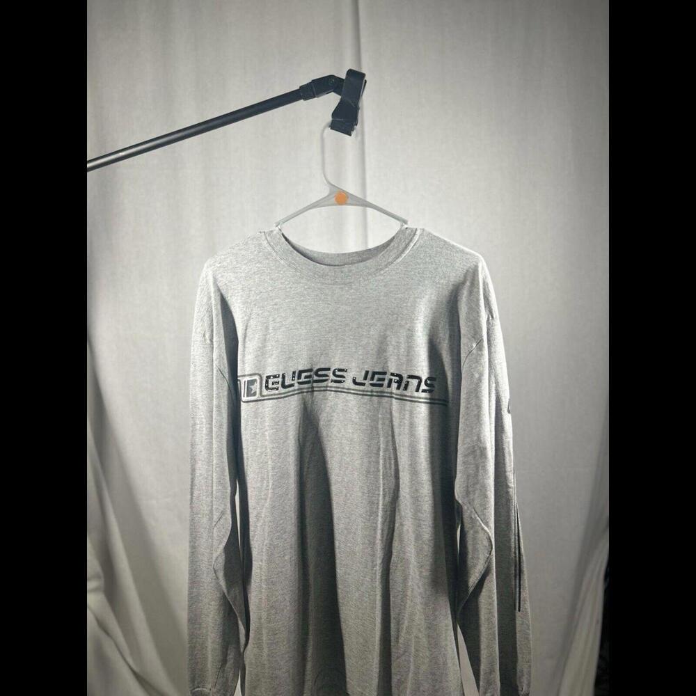 VTG 1990s Gray Guess Jeans Long Sleeve Graphic T-Shirt